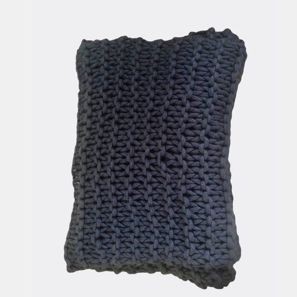 Navy Wool Braided Throw - Picture 5 of 5